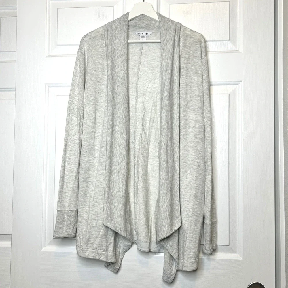 Athleta Pranayama Restore Wrap Cardigan Sweater Heather Gray Size S - Picture 2 of 8